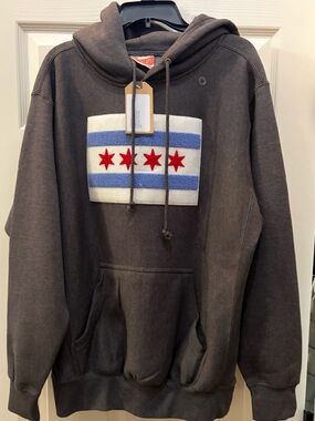 Pro-Weave Men's Charcoal Hoodie with Chicago Star Patch